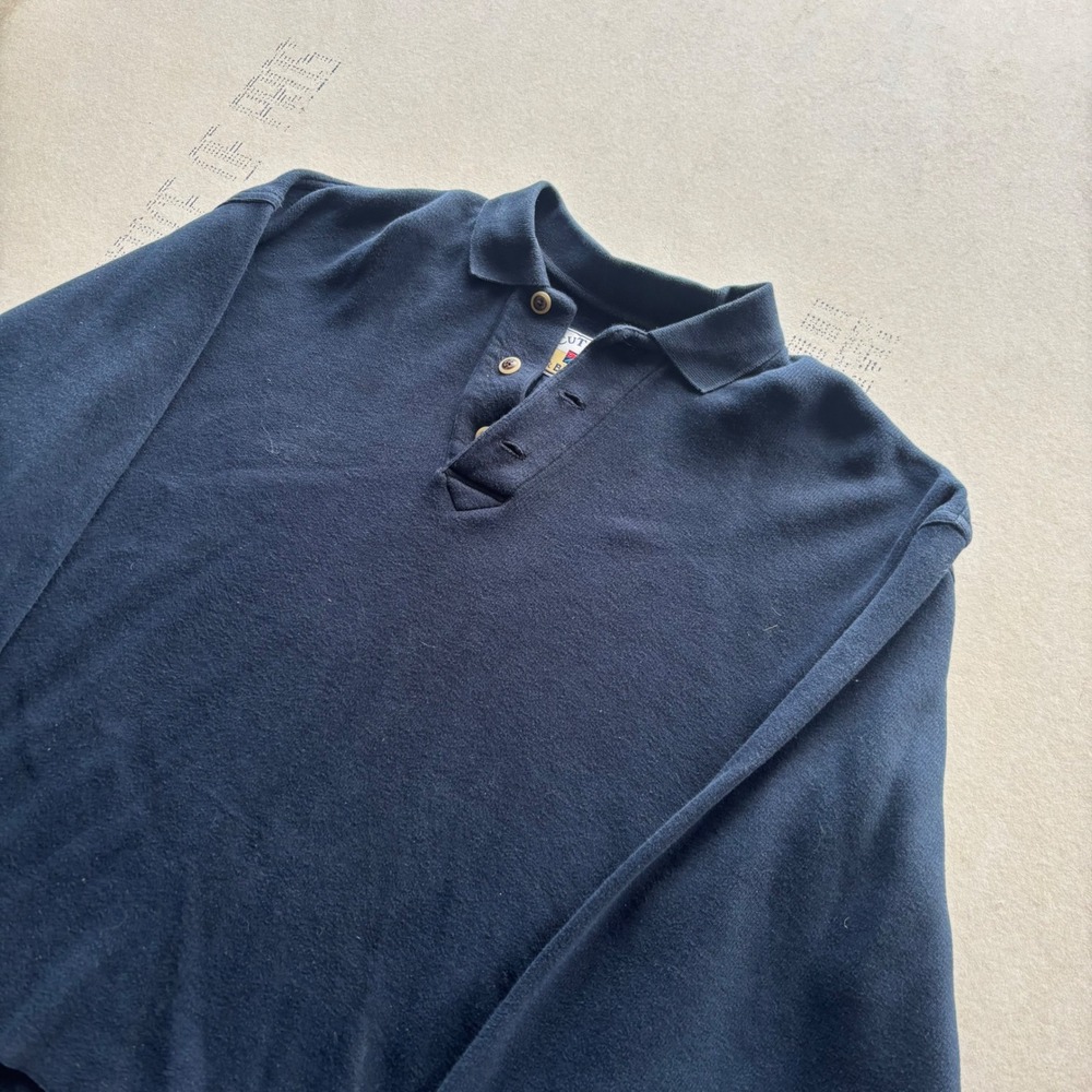 Vintage 90s Cutter & Buck Long Sleeve Polo Sweater Navy Blue XL